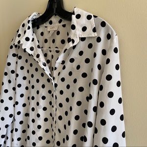 Ann Taylor LOFT Black & White Polka Dot Blouse